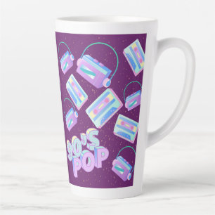 Tasse Latte icônes de motif de musique pop des années 90 lecte