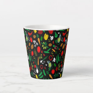 Tasse Latte Icônes végétales colorées