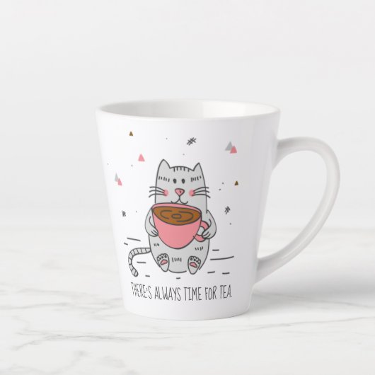 Tasse Latte Il y a toujours du temps pour le thé, Chat (Droite)