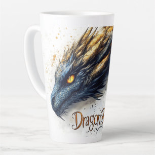 Tasse Latte Illustration aquarelle de tête de dragon majestueu