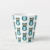 Tasse Latte Illustration Blue Owl (Devant)