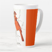 Tasse Latte Illustration Cardinal Bird (Angle droit)