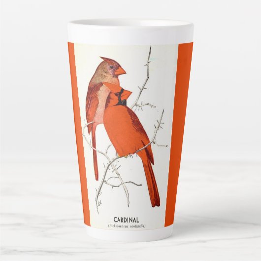 Tasse Latte Illustration Cardinal Bird (Devant)
