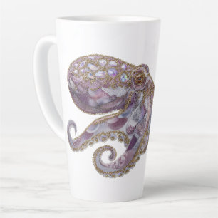 Tasse Latte Illustration d'art de pieuvre perlé élégant