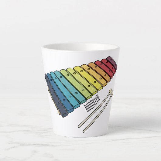 Tasse Latte Illustration de bande dessinée en Xylophone (Devant)
