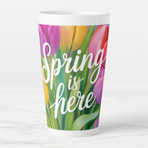 Tasse Latte Illustration de bouquet de tulipes "Le printemps e