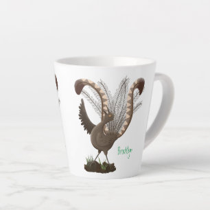 Tasse Latte Illustration de cartoon d'oiseau-lyre superbe heur