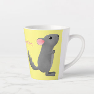 Tasse Latte Illustration de chinchilla gris mignon