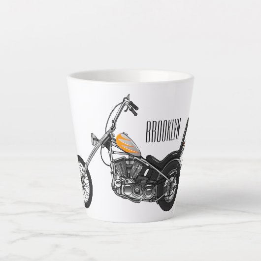 Tasse Latte Illustration de Chopper Motorcycle 1950 (Devant)