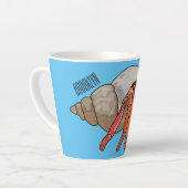 Tasse Latte illustration de crabe solitaire de dessin animé (Angle gauche)