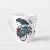 Tasse Latte Illustration de cyclo-pousse de dessin animé (Angle gauche)