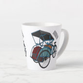 Tasse Latte Illustration de cyclo-pousse de dessin animé (Angle droit)