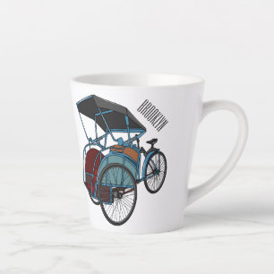 Tasse Latte Illustration de cyclo-pousse de dessin animé