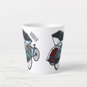 Tasse Latte Illustration de cyclo-pousse de dessin animé (Devant)