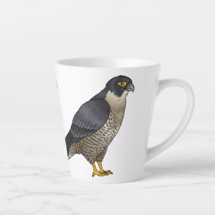 Tasse Latte Illustration de dessin animé d'oiseau faucon pèler
