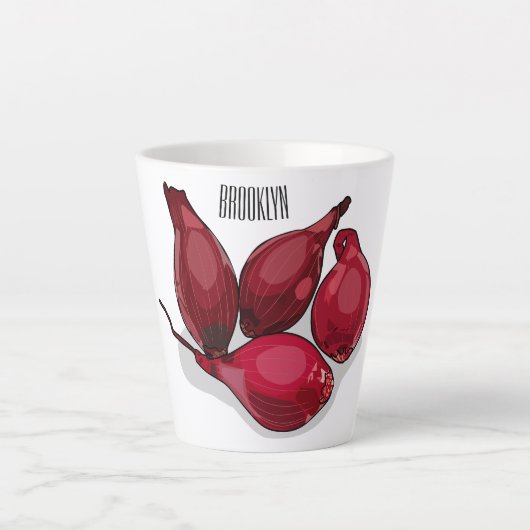 Tasse Latte Illustration de dessin animé Shallot (Devant)