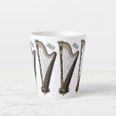 Tasse Latte Illustration de dessin animé sur la harpe (Devant)