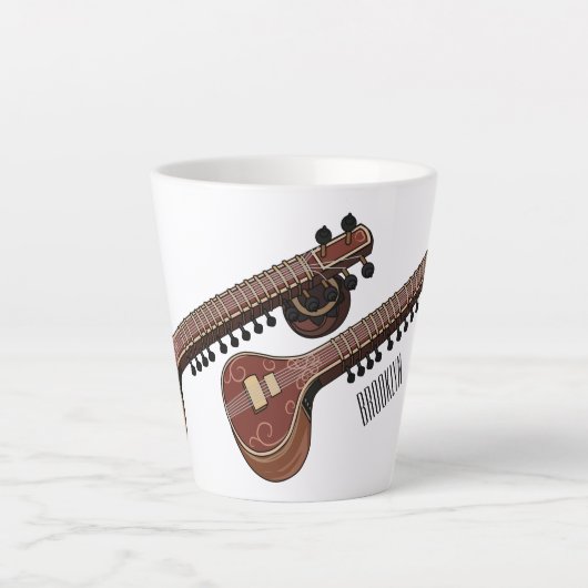 Tasse Latte Illustration de dessin de Sitar (Devant)