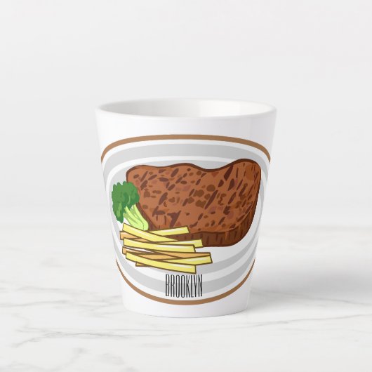 Tasse Latte Illustration de dessin de steak (Devant)