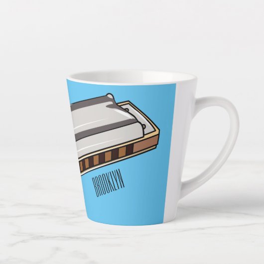 Tasse Latte Illustration de dessin d'Harmonica (Droite)