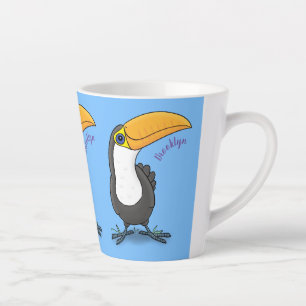 Tasse Latte Illustration de dessin humoristique du toucan joye
