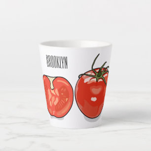 Tasse Latte Illustration de dessin sur la tomate