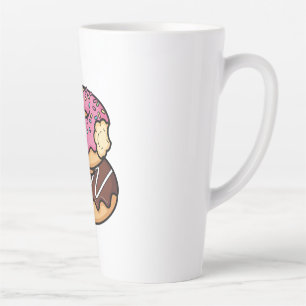 Tasse Latte Illustration de donuts empilés Kawaii mignons