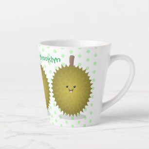 Tasse Latte Illustration de durian de dessin animé mignon et h