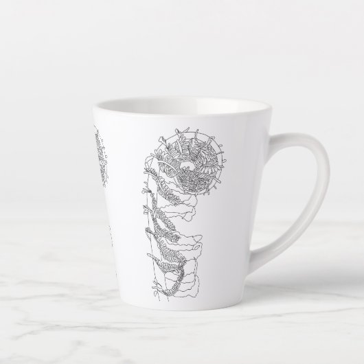 Tasse Latte Illustration de Fiddlehead Fern (Droite)