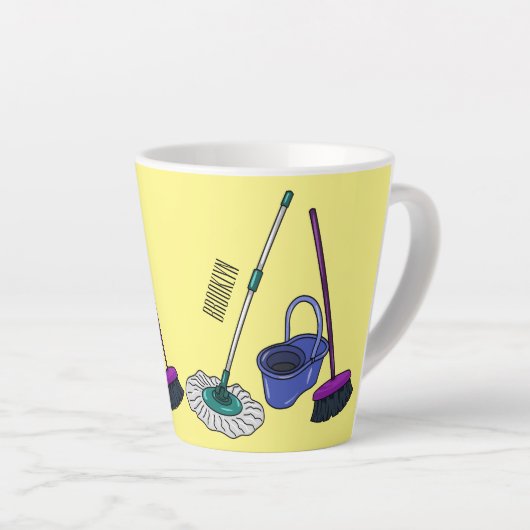 Tasse Latte Illustration de la bande dessinée Broom & mop (Angle droit)