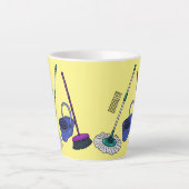 Tasse Latte Illustration de la bande dessinée Broom & mop (Devant)