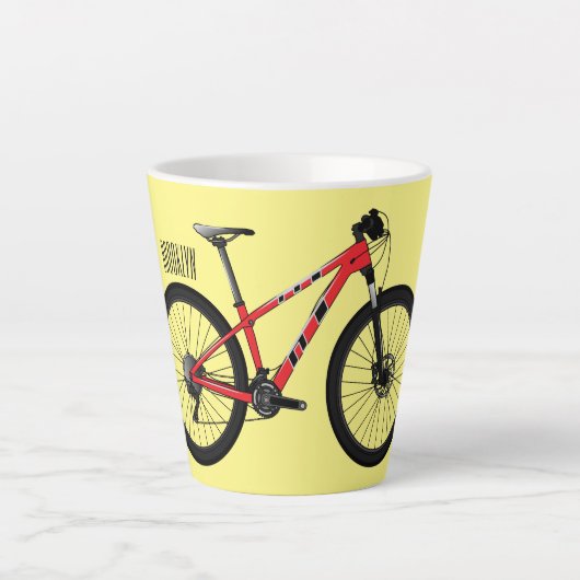 Tasse Latte Illustration de la bande dessinée de vélo (Devant)