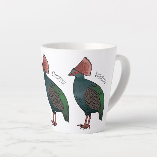Tasse Latte Illustration de la caricature d'oiseau perdrix en  (Angle droit)