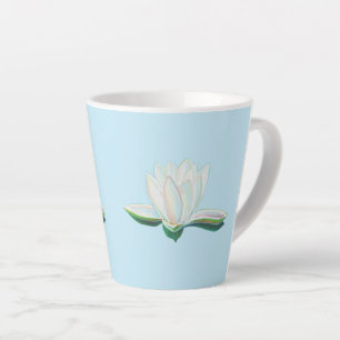 Tasse Latte Illustration de la fleur de lotus blanc