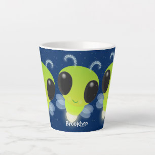 Tasse Latte Illustration de la luciole vert mou