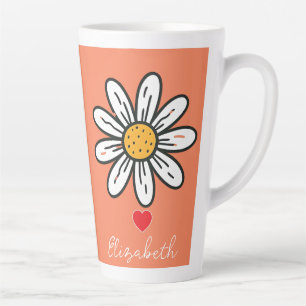 Tasse Latte Illustration de la marguerite joviale Retro Coffee