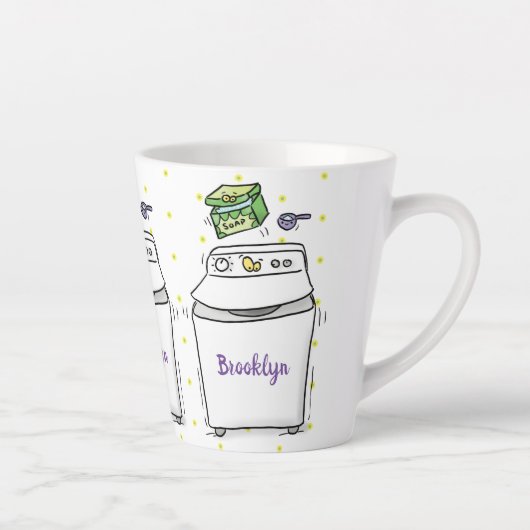 Tasse Latte Illustration de lave-linge mignonne (Droite)