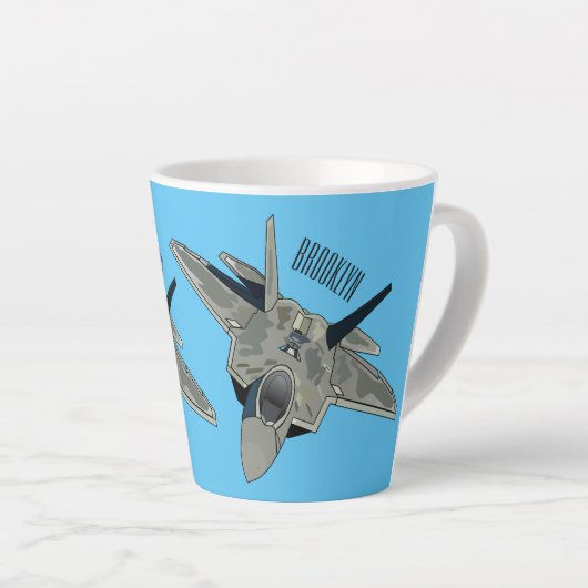 Tasse Latte Illustration de l'avion de chasse (Angle droit)