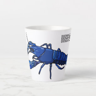 Tasse Latte Illustration de l'écrevisse marron bleu