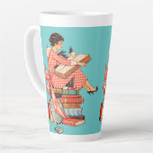 Tasse Latte Illustration de lecture pour amateur de livres anc (Angle gauche)
