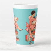 Tasse Latte Illustration de lecture pour amateur de livres anc (Devant)