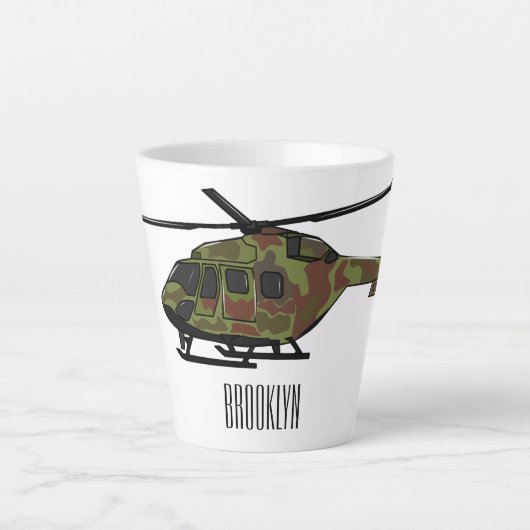 Tasse Latte Illustration de l'hélicoptère de l'armée (Devant)