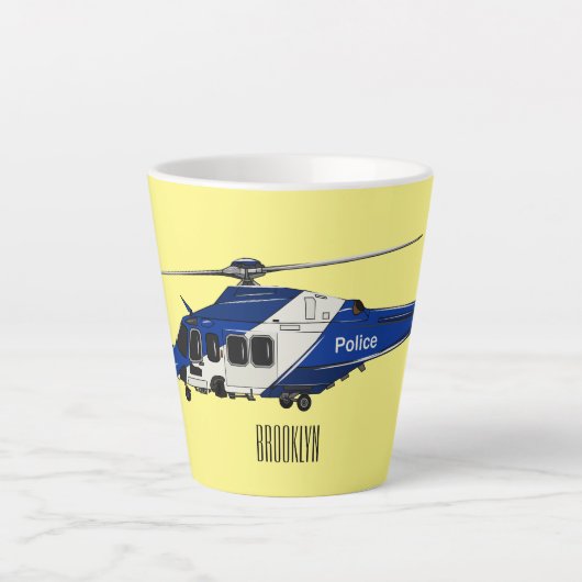 Tasse Latte Illustration de l'hélicoptère de police (Devant)