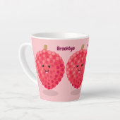 Tasse Latte Illustration de litchee rose mignon (Angle gauche)