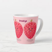 Tasse Latte Illustration de litchee rose mignon (Angle droit)