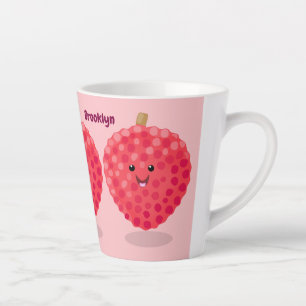 Tasse Latte Illustration de litchee rose mignon