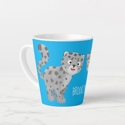 Tasse Latte Illustration de mignon léopard des neiges (Angle gauche)