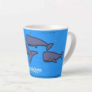 Tasse Latte Illustration de mignonne migratrice de baleines à