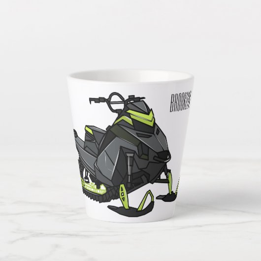 Tasse Latte Illustration de motoneige (Devant)