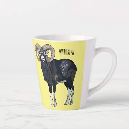 Tasse Latte Illustration de mouflon, mouton (Droite)